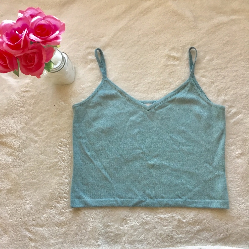 St. John Baby Blue Spaghetti Strap Crop Top